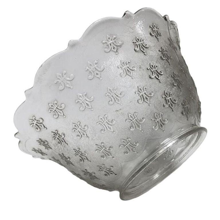 Victorian Textured Gas Light Shade w/ Fleur De Lis Details