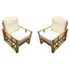 Restored James Mont Inspired Rattan Lounge Chairs w/ Modernist Arms