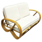 Restored Mid-century Rattan 3-Strand 3/4 Reverse Pretzel Sectional Settee Sofa