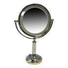 High Style Brass & Chrome Florescence Magnifying Vanity/Jewelry Mirror