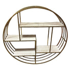 Mid-century Style 4-Tier Round Brass Colored Wall Hanging Shelf