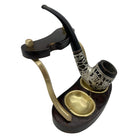 Brass and Bloodwood Pipe Holder by Dunhill w/ Silver Medico Pipe