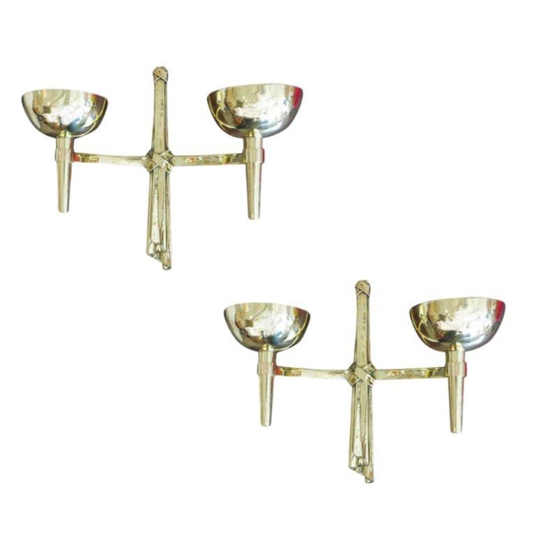 Neo-Antique Brass Wall Lamp Sconce Pair by Marc Du Plantier, 3 Pairs Available