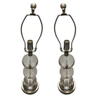 Mid-century Stacked Graduating Crystal Ball Table Lamps w/ Chrome Base, Pair
