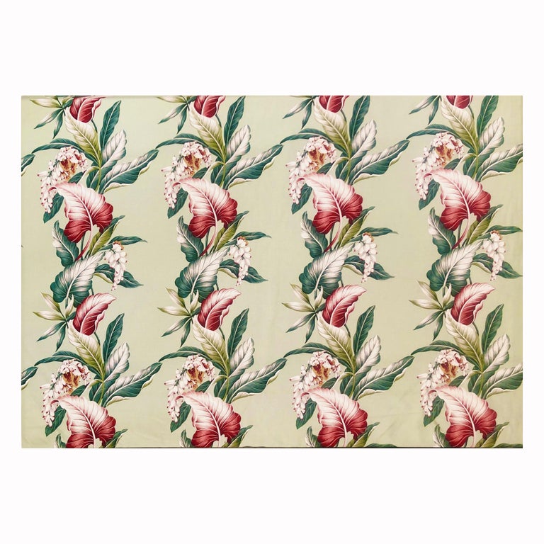 MCM Style Cotton Broadcloth Fabric w/ Tropical Flower & Leaf Design by Trendtex