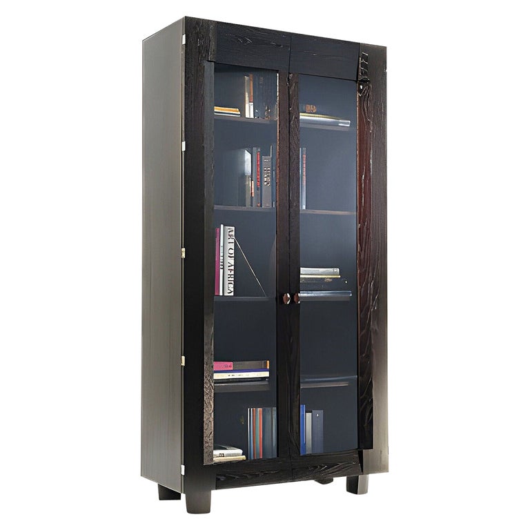 7' Foot Tall Dakota Jackson "Ocean" Espresso Oak Bookcase Display Cabinet