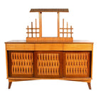 Mid-Century James Mont Inspired Rattan & Wicker Buffet Credenza