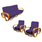 Restored MCM Rattan 4-Strand Reverse Pretzel Sofa & Lounge Chair Livingroom Set