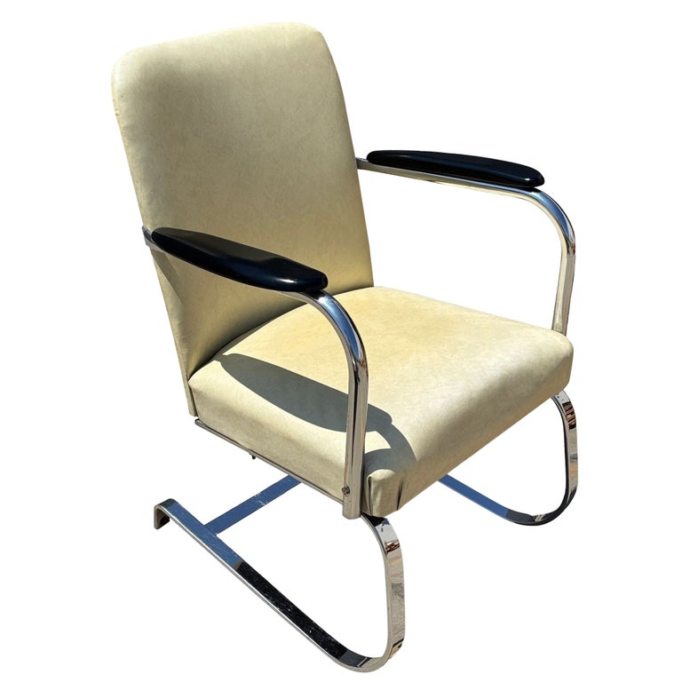 Art Deco Chrome & Vinyl Springer Rocking Chair by Kem Weber for Lloyd