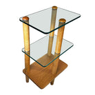 MCM Floating Glass & Walnut 28" Tall Side Table Attributed to Gilbert Rohde