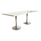 Eero Saarinen Style Double Tulip Base Dining Table W/ White Rectengular Top