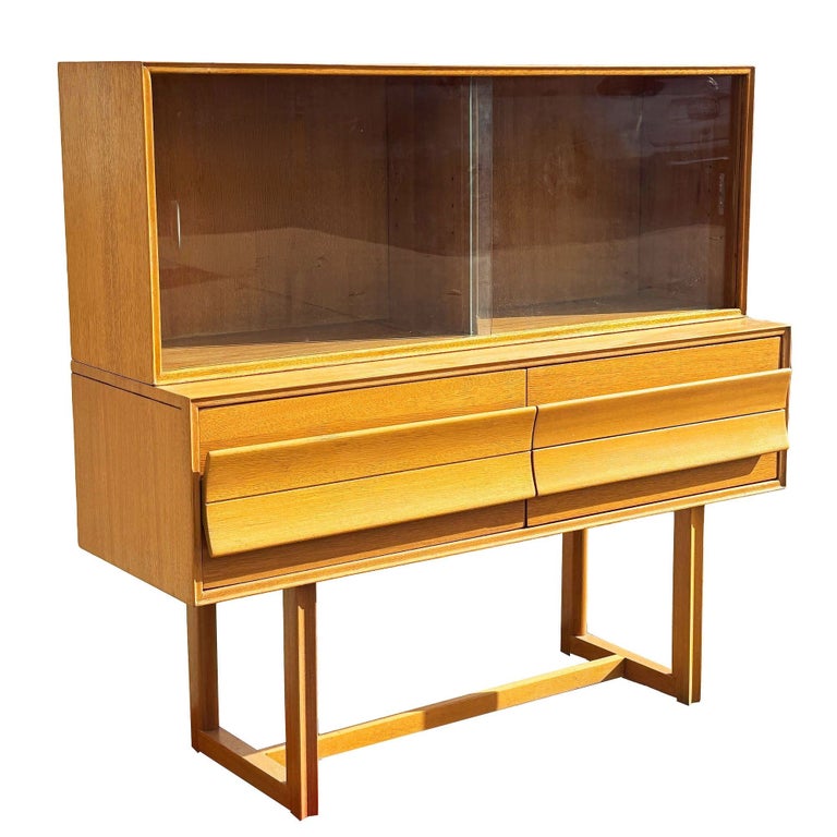 MCM Blonde Birch Buffet w/ China Cabinet by Paul Laszlo for Brown Saltman