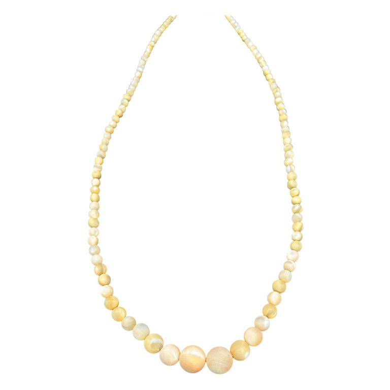 Burmese Hand Shapped Yellow Jade Round Necklace on Silk Cord