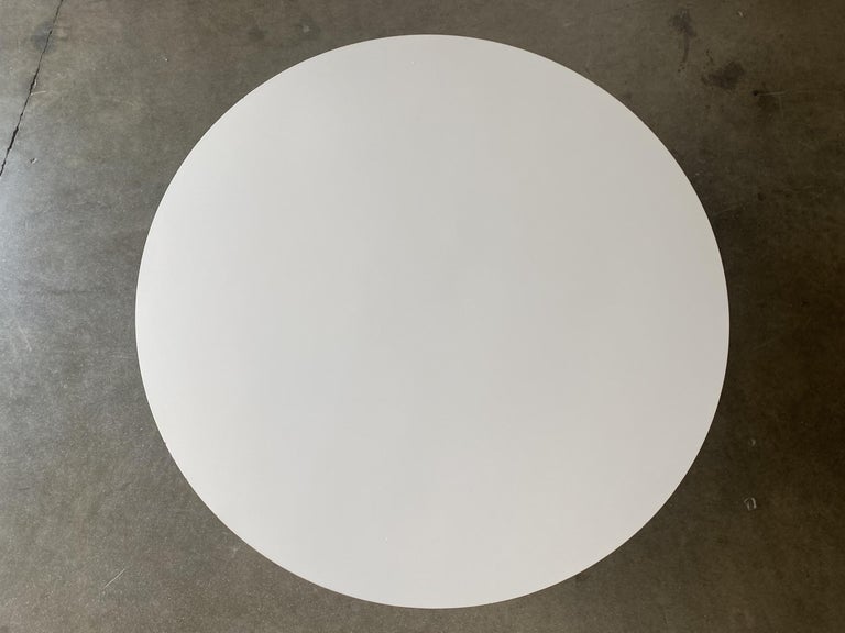 Large Danish Mid-Century Round Coffee Table with White Laminate Top