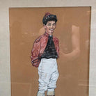 Pastel on Paper Horse Racing Jockey by Hagulaton, Pair