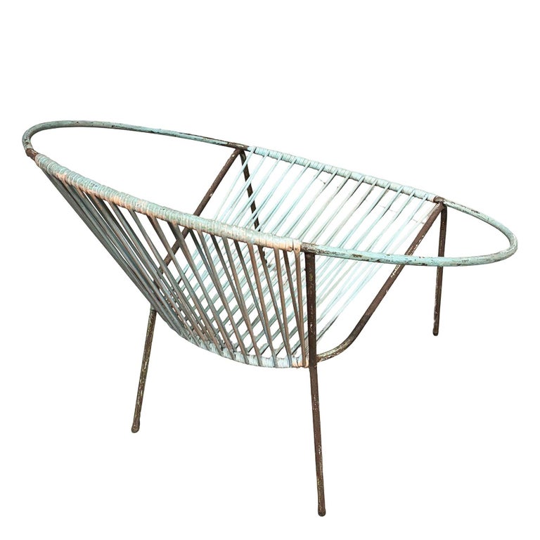 Mid-Century Iron and Rubber Cord Loop Outdoor/Patio Chair by Salterini, Pair