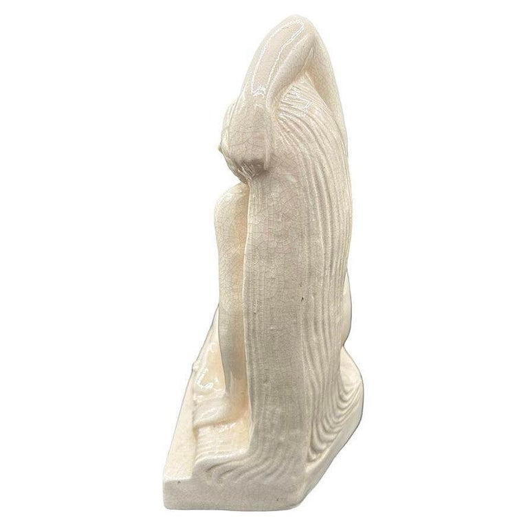 French Art Deco Nude Female Ceramic Sculpture signed by F. Trinque