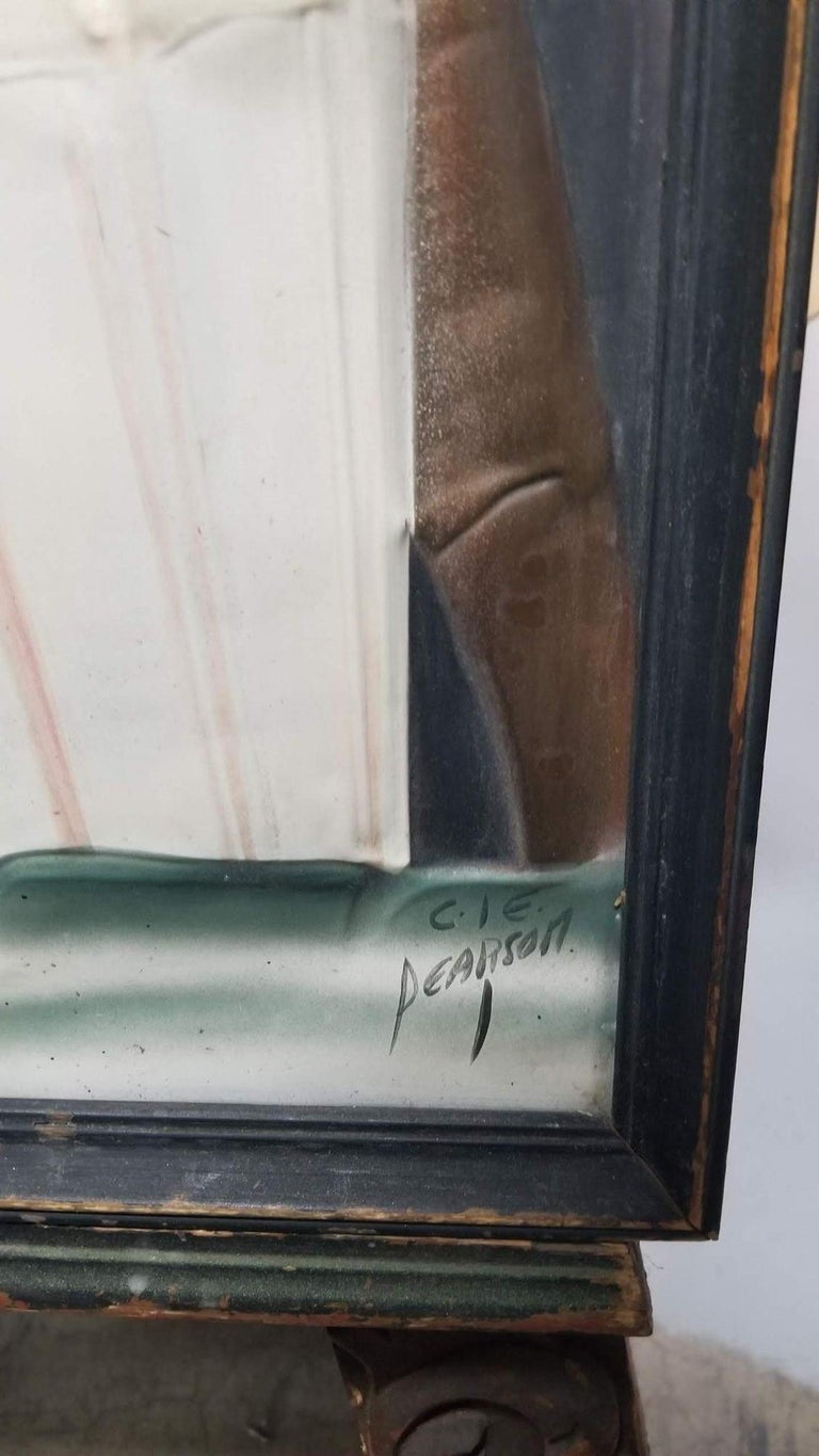 Mid Century Cooper Embossed Bongo Player Wood Framed by C.I.E. Pearson