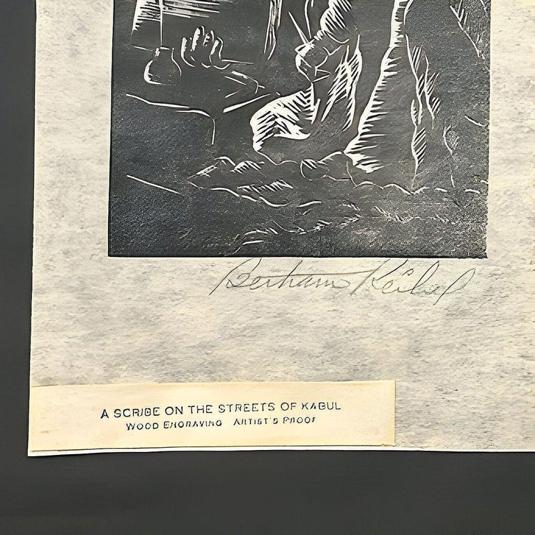Pair of Wood Block Engraving Prints by Bertram Reibel signed in Frame