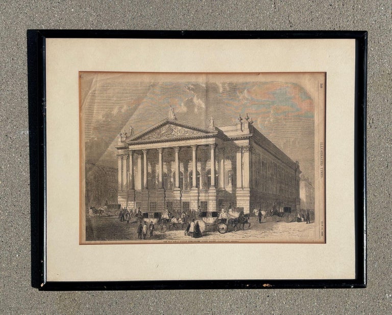 1858 "Royal Italian Opera House" Woodcut Print by William Henry Prior, Framed