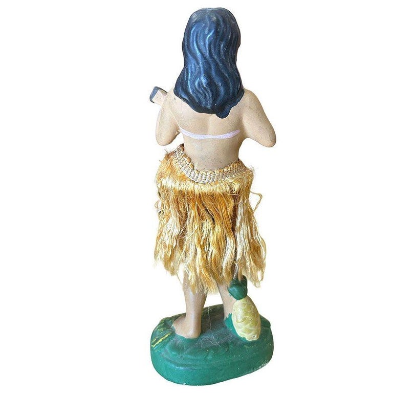 Mid-century Ceramic "Aloha" Hawaiian Dancing Hula Girl w/ Ukulele Figurine