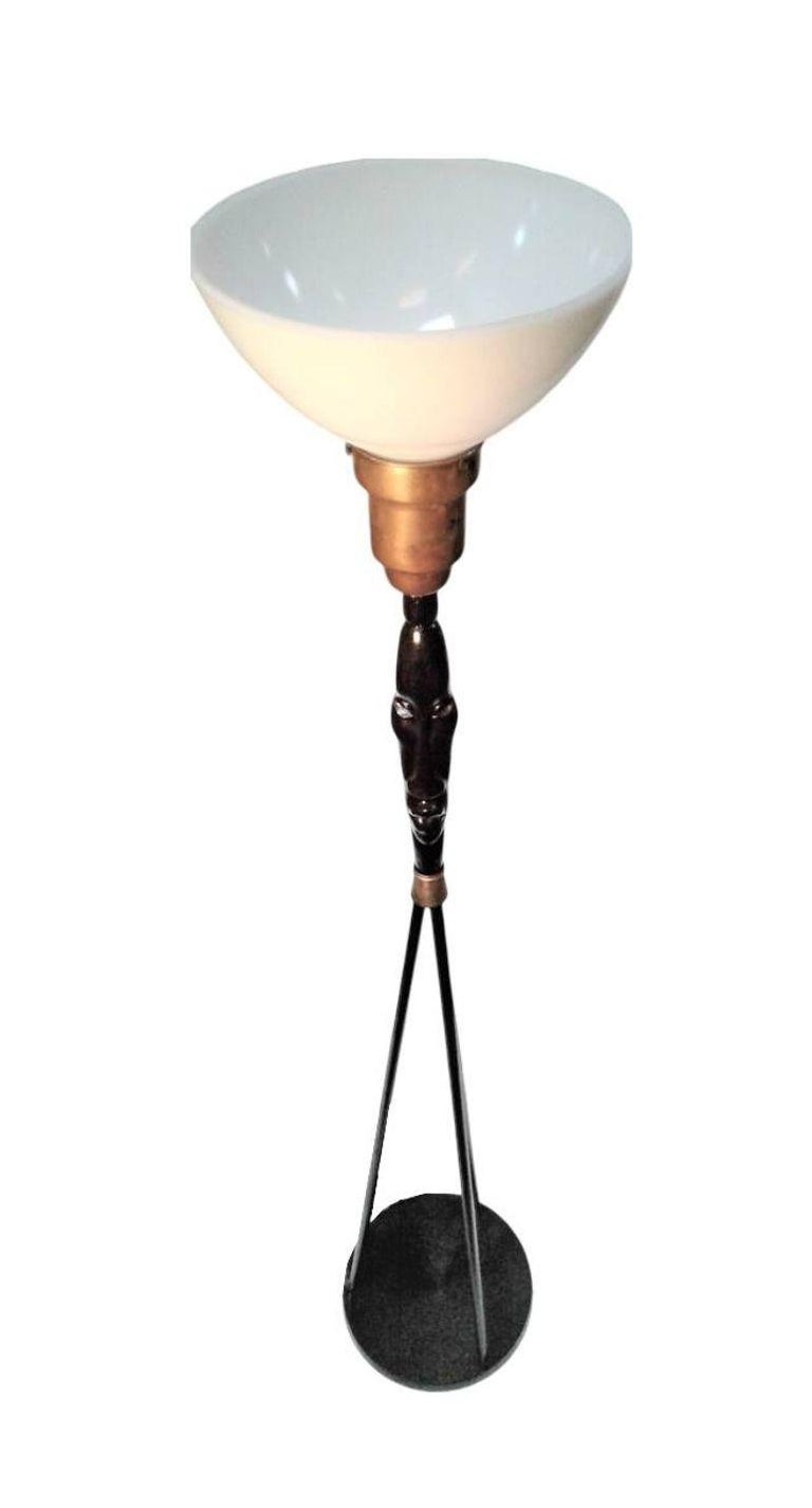 Mid-Century Frederic Weinberg Floor Lamp Mask Man Ray Tiki