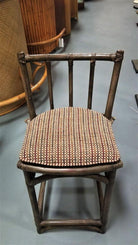 Mid Century Dark Stained Rattan Bar Stools with Stick Back, set of 8