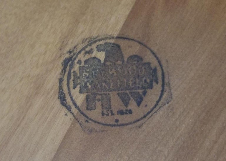 Restored MCM Maple & Faux Rattan "L" Shaped Corner Table by Heywood Wakefield
