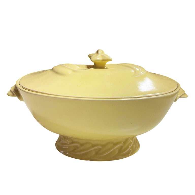 Mid-Century California Pottery Yellow Casserole Dish w/ Lid by Vernon Kilns