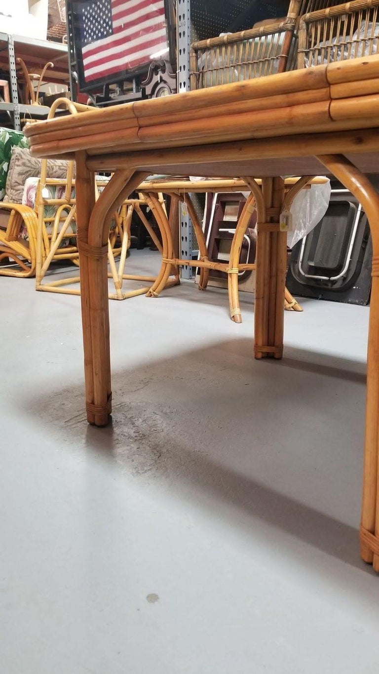 Restored 4-Strand Legs Rattan Dining Table w/ Formica Top