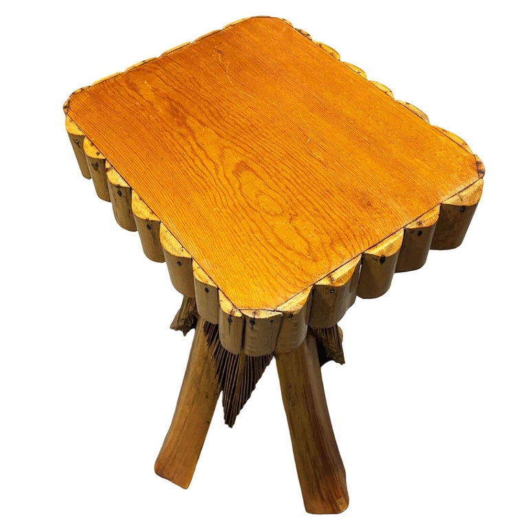 Restored MCM Hawaiian Split Bamboo Side Drinks Table w/ Koa Wood Top