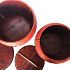 Chinese Red Lacquered Wood Rice Bucket Decorative Box with Lid