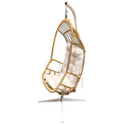 Restored Mid-century Rattan & Wicker Hanging Cocoon Egg Chair w/ Stand