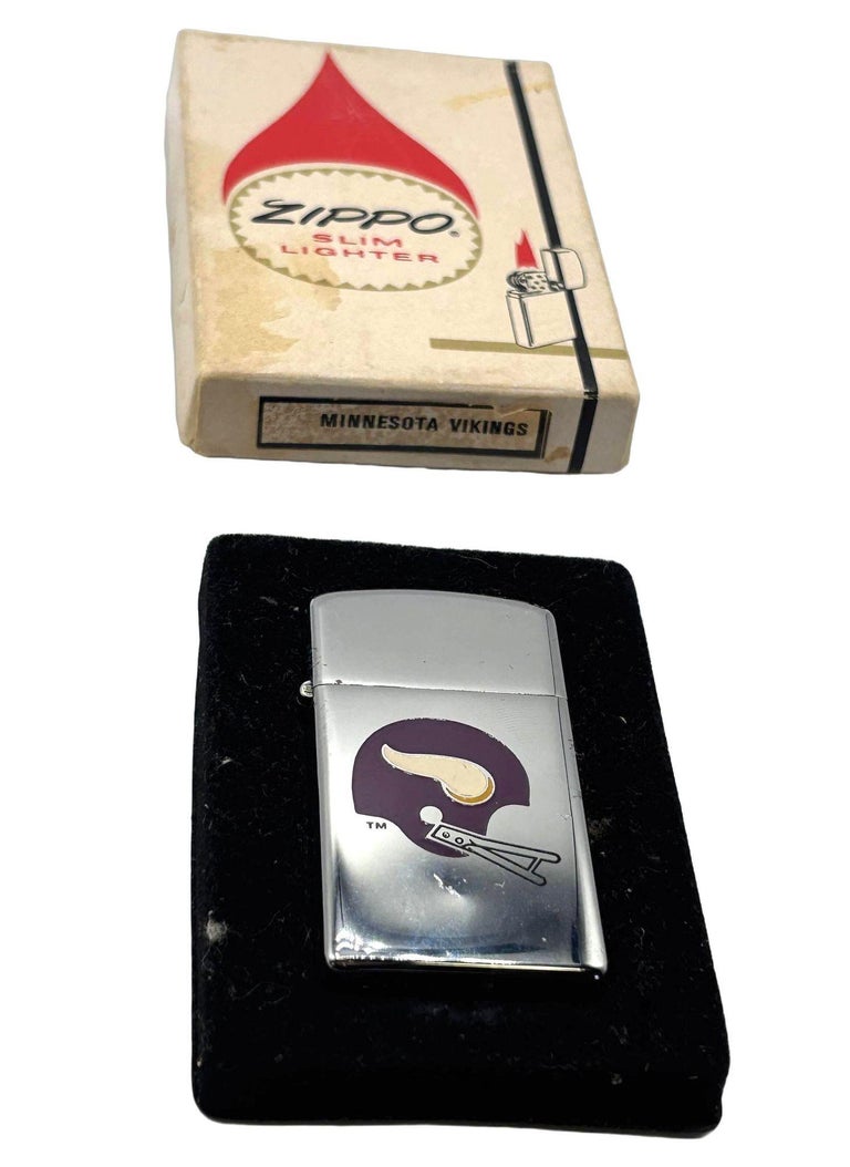1970s Minnesota Vikings Vintage Zippo Slim Lighter with Original Box
