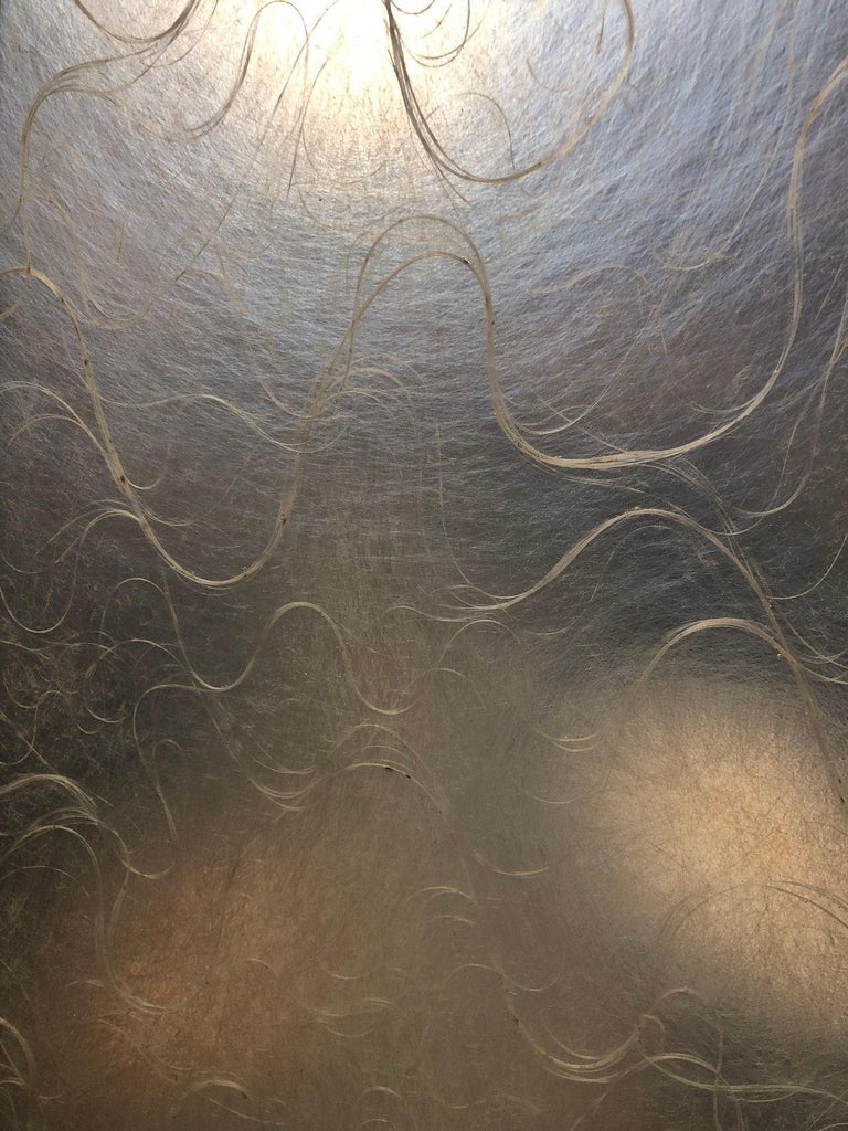 Modernist Brushed Aluminum & Spun Fiberglass Folding Screen