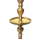 Hand Etched Brass Moroccan Floor Candelabra, Pair