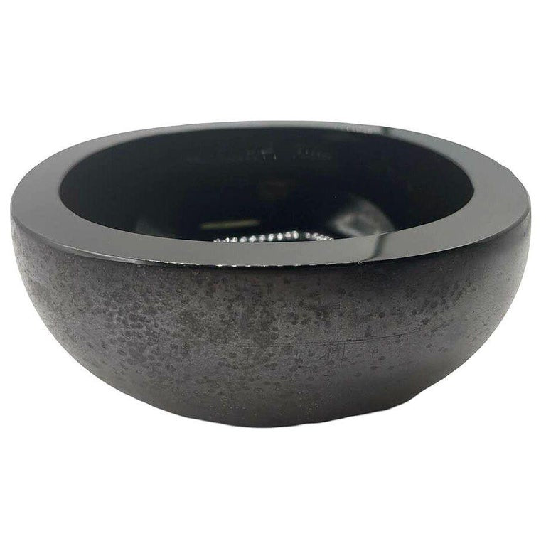 Mid-century Italian Murano Black Art Glass Bowl Signed Boudin Murano