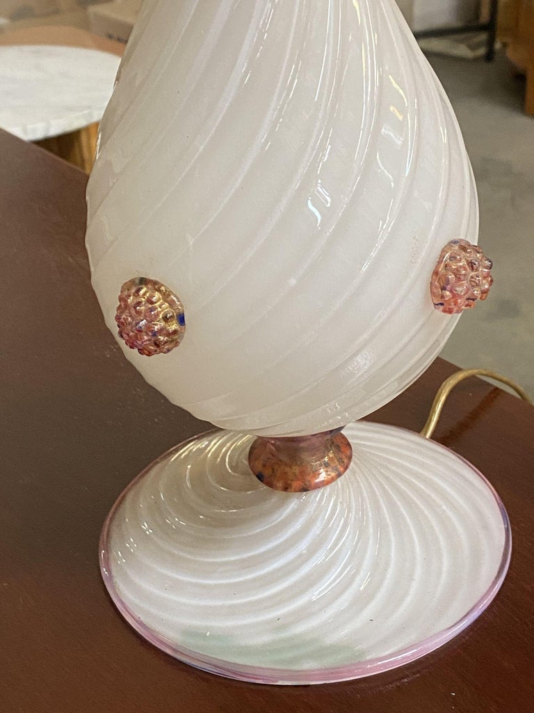 Pink Twist Barovier Murano Art Glass Table Lamp