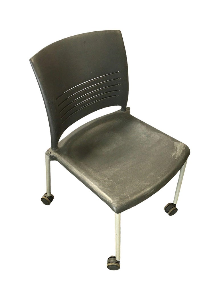 Vintage Dark Grey Plastic Rolling Desk Chairs by Giancarlo Piretti for Strive
