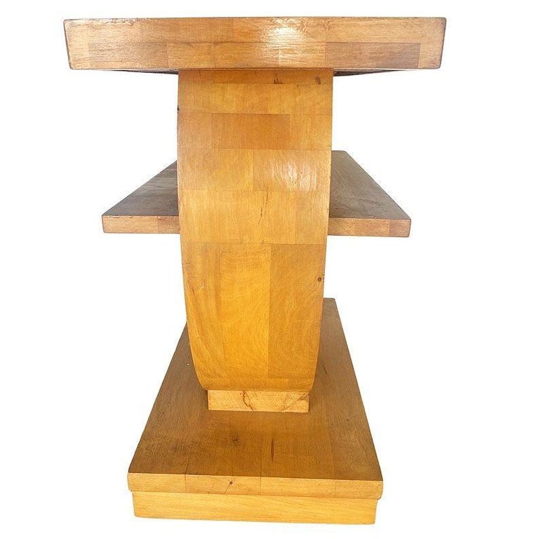Blond Geometric Art Deco Side Table by Gilbert Rohde for Brown Saltman