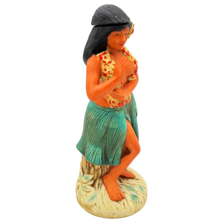 Hawaiian Distilleries Ceramic Hula Girl Dancer Rum Decanter Bottle 1976