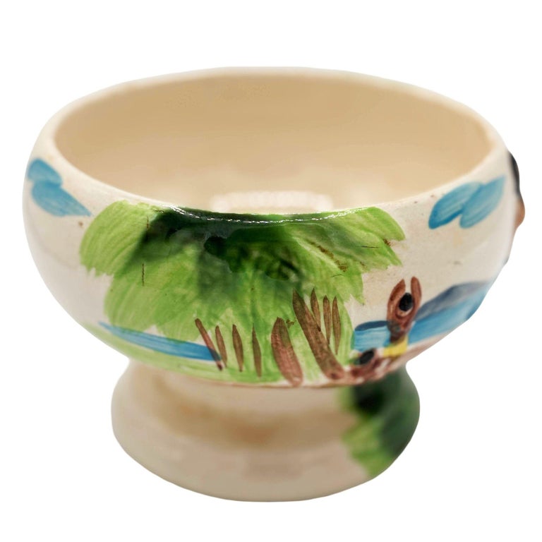 Midp-century Hand Painted Harveys Casino Lake Tahoe Hula Scorpion Tiki Mug Bowl