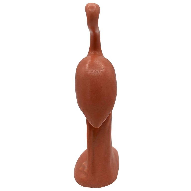 MCM Ceramic Curious Watcher Modernist Pink Flamingo Tabletop Statue by Metlox