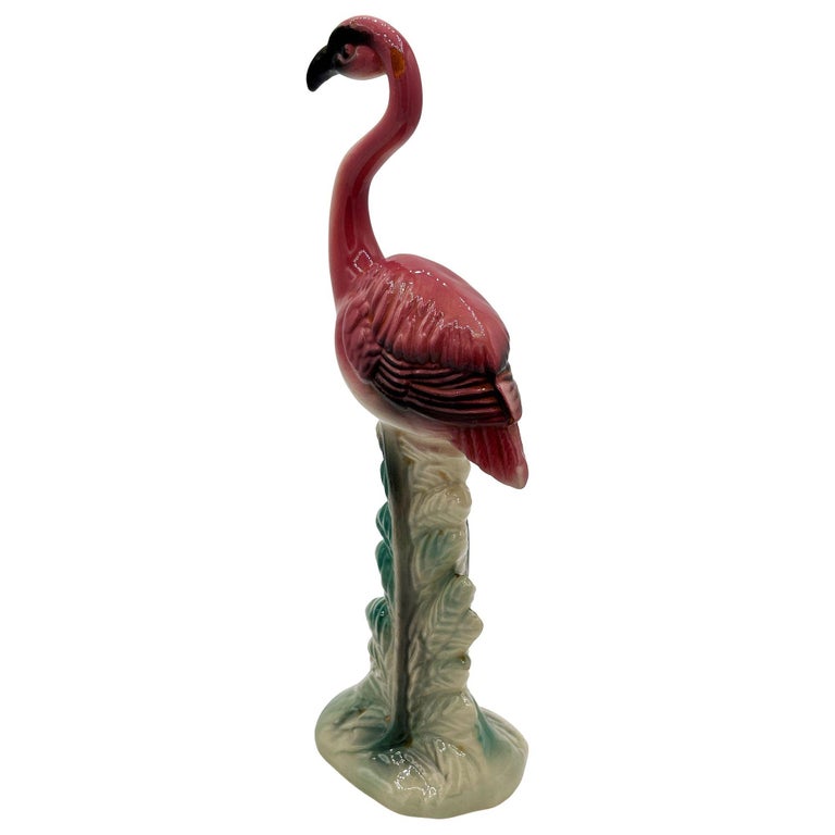 MCM Ceramic California Pottery Standing Tall Pink Flamingo Figurine Statue