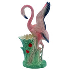 Mid-century "Lovers" Pink Flamingo Ceramic Tabletop Vase Set By Leftons
