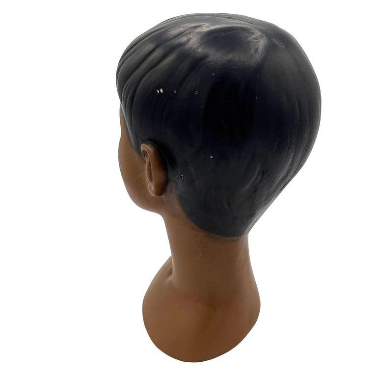 Mid-century Hawaiian Polynesian Boy Chalkware Bust Statue by Marwal