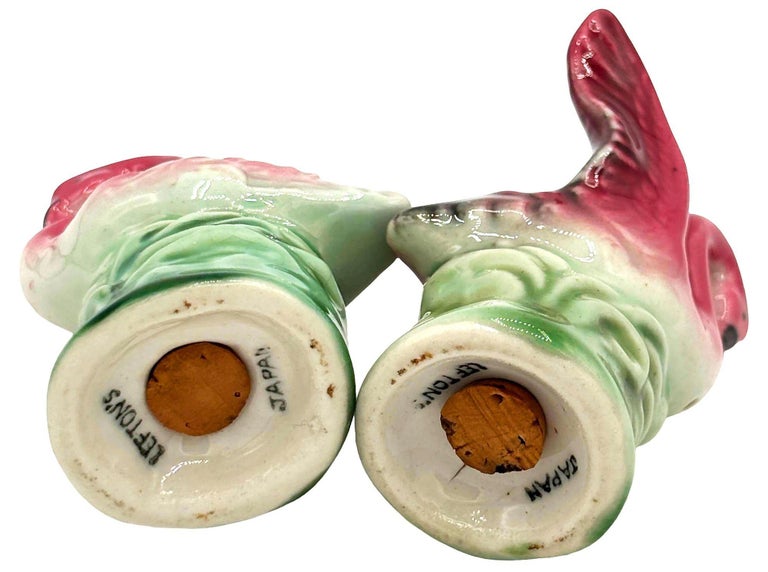 Mid-Century Pink Flamingo Ceramic Salt & Pepper Shaker Set, Lefton's Japan