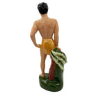 Mid-Century Hand Painted Native Surfer w/ Gold Machete Ceramic Sculpture
