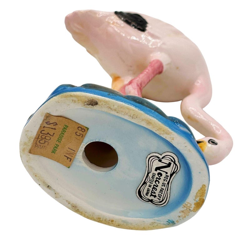 Mid-century Pink Flamingo Ceramic Tabletop Statue By Norcest