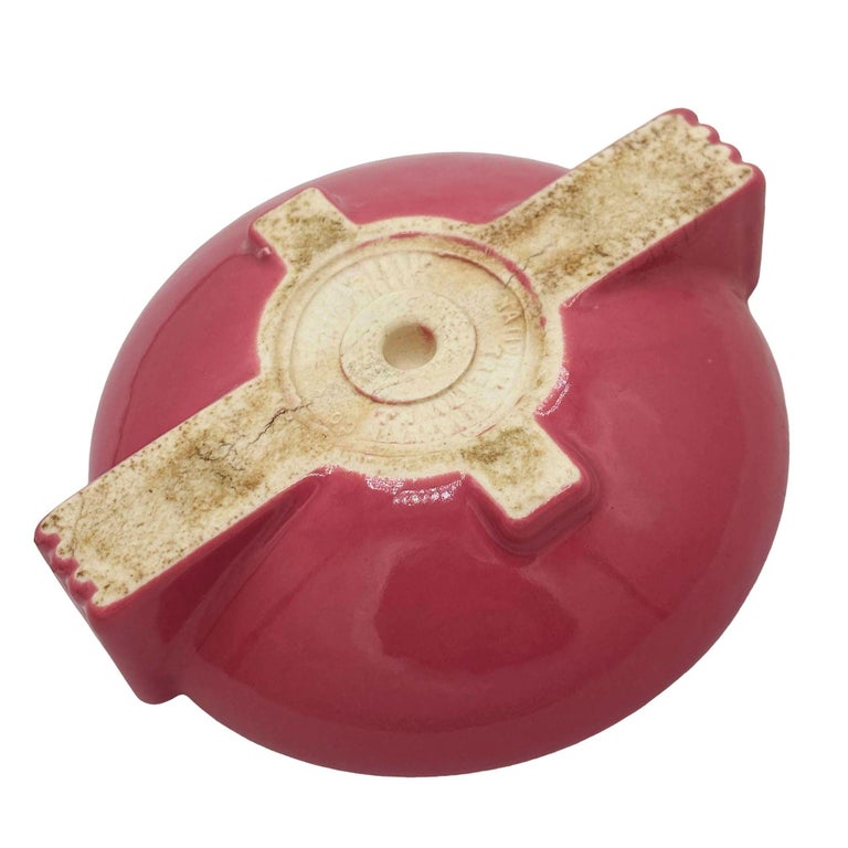 Streamline Art Deco Snuf A Rette Pink Ashtray by National Porcelain Co